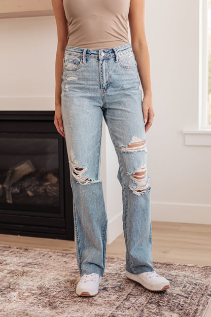 Ramona High Rise Rigid Magic Destroyed Straight Jeans