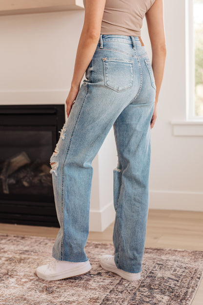 Ramona High Rise Rigid Magic Destroyed Straight Jeans