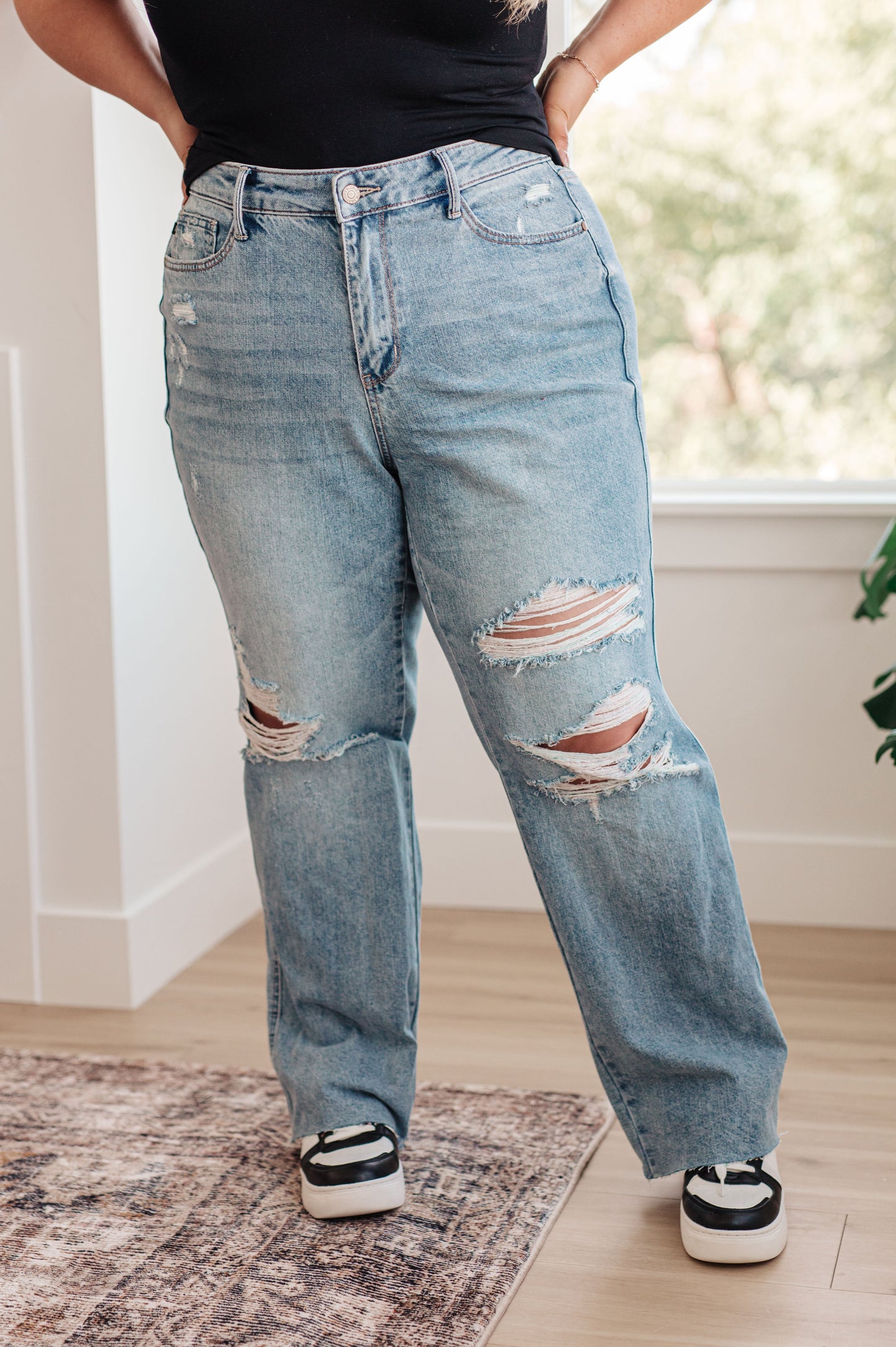 Ramona High Rise Rigid Magic Destroyed Straight Jeans