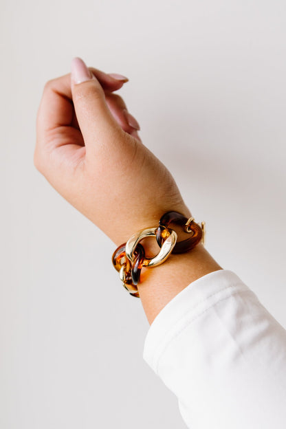Gold & Tortoise Chunky Chain Bracelet