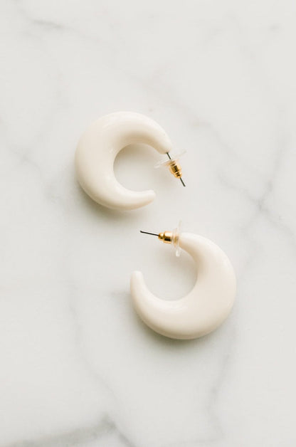 Ivory Crescent Hoop Earrings