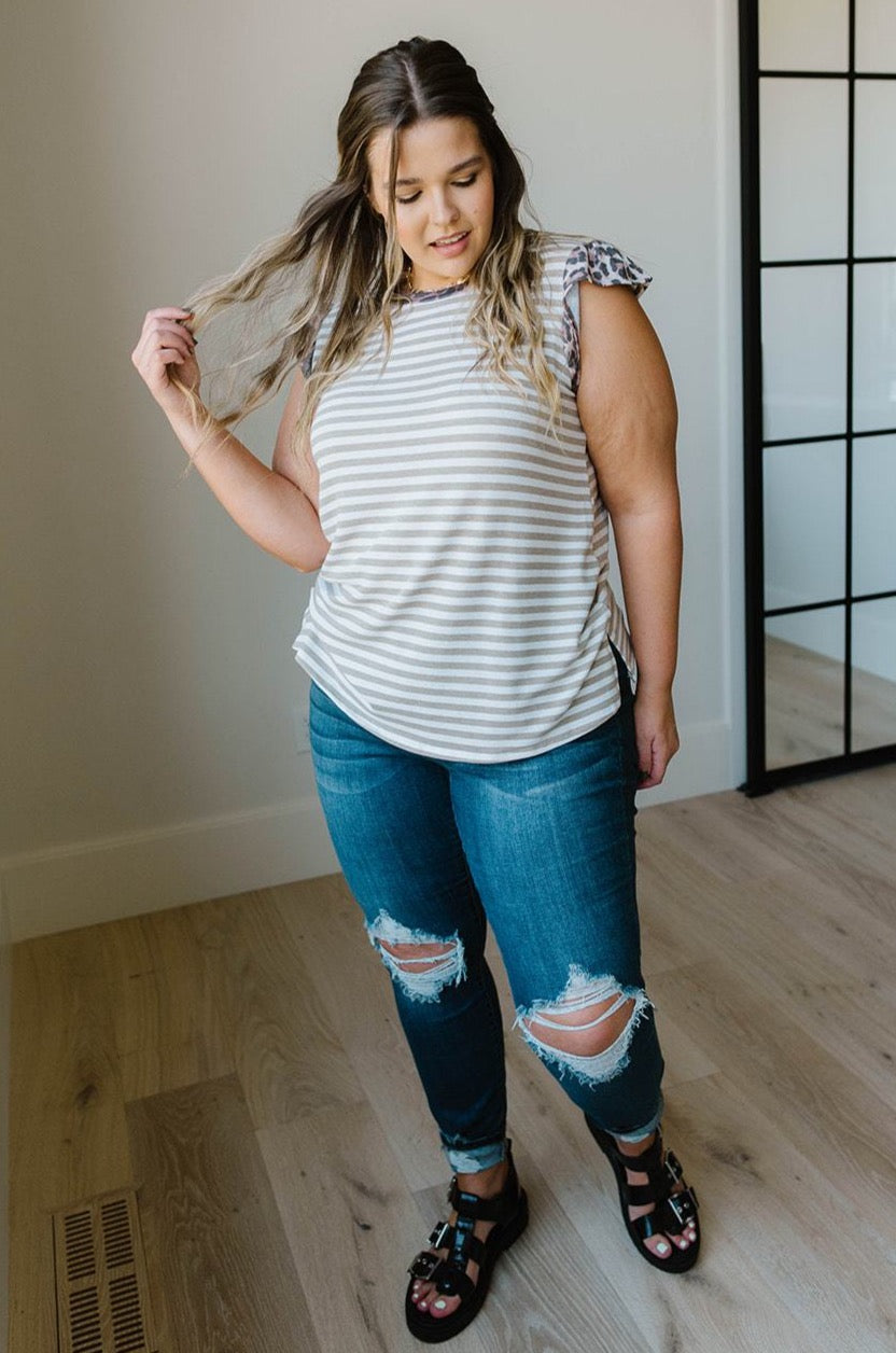 Just A Bit Of Leopard Striped Top