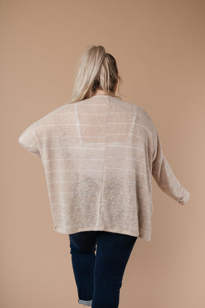 Lightweight Striped Pullover In Taupe
