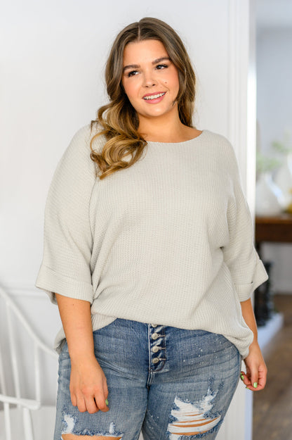 Lotta Love Knitted Sweater Top in Gray