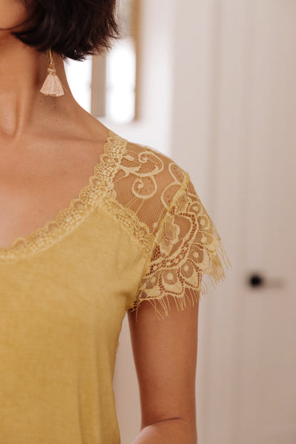 Lovely Lace Tee In Yellow