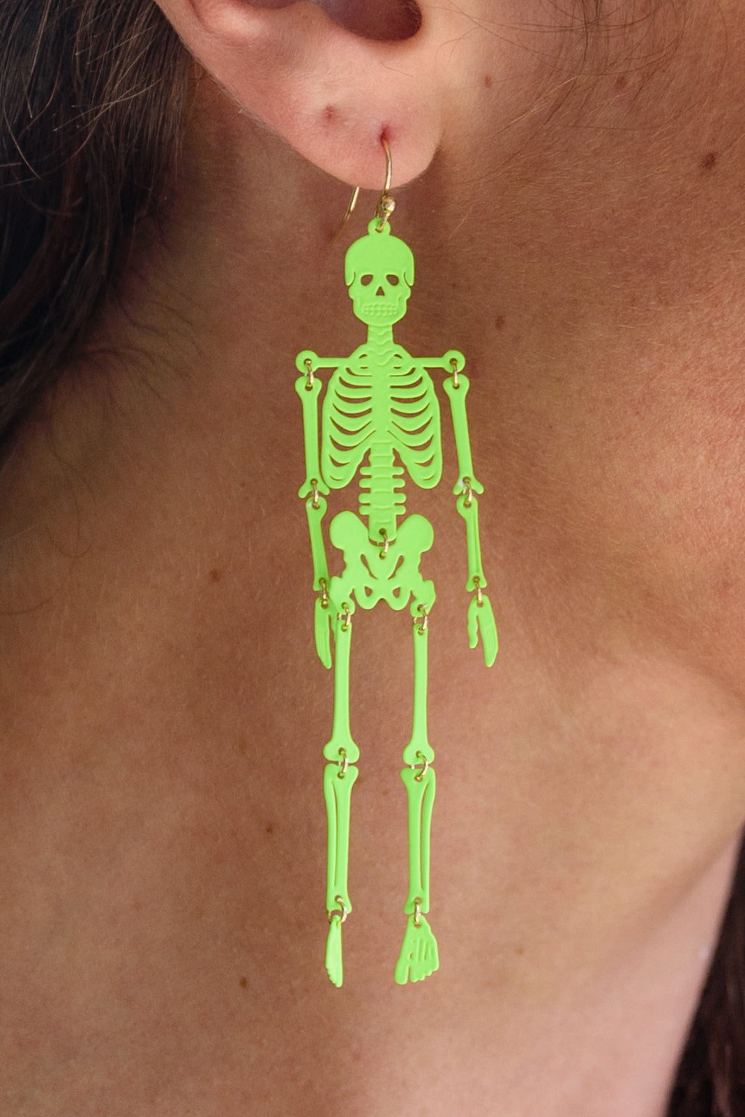 Neon Green Skeleton Dangle Earrings