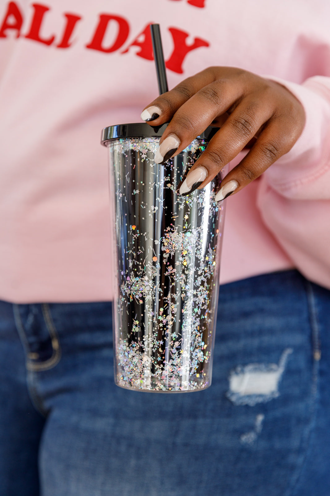 Silver Glitter Travel Cup