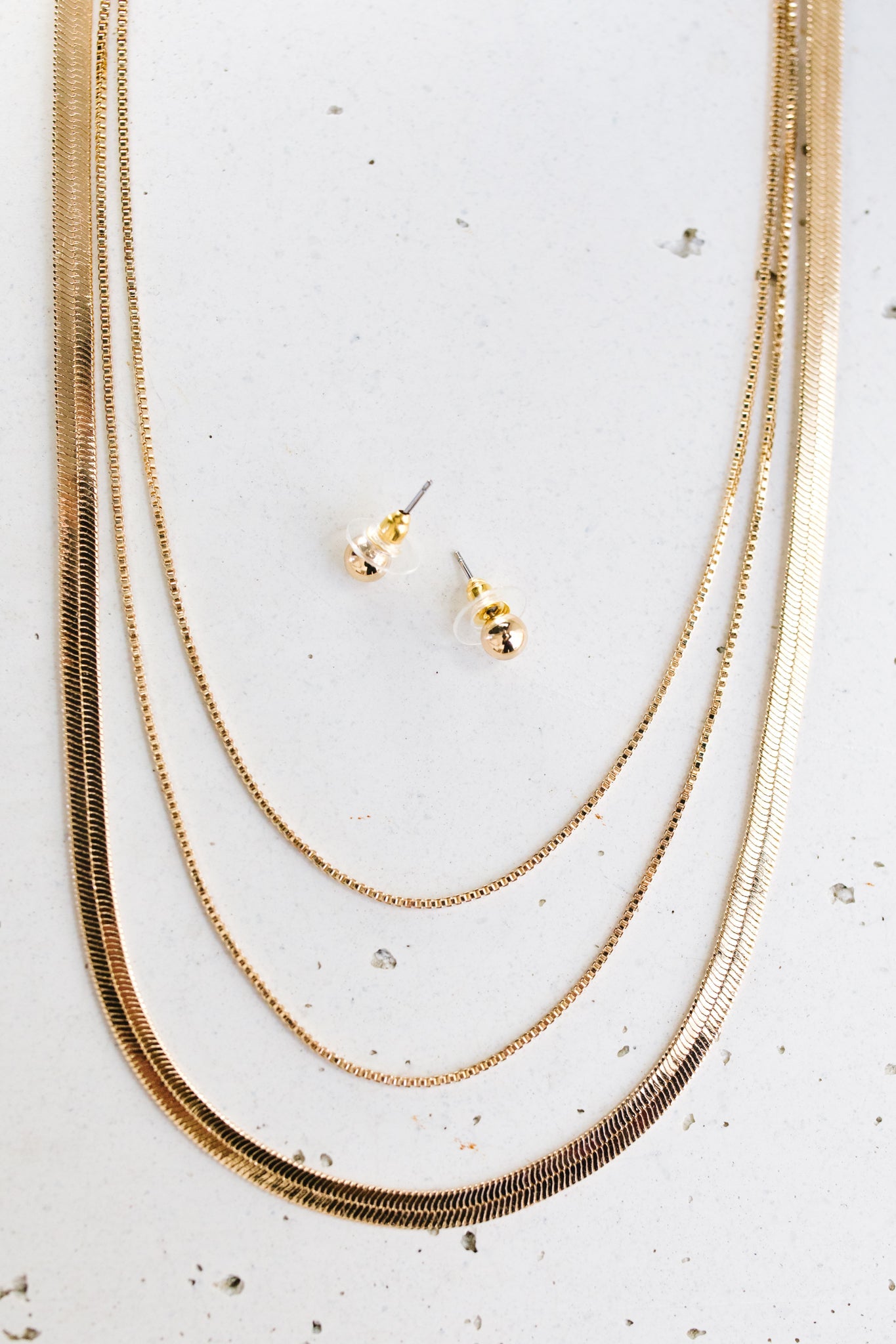 Triple Chain Necklace in Gold