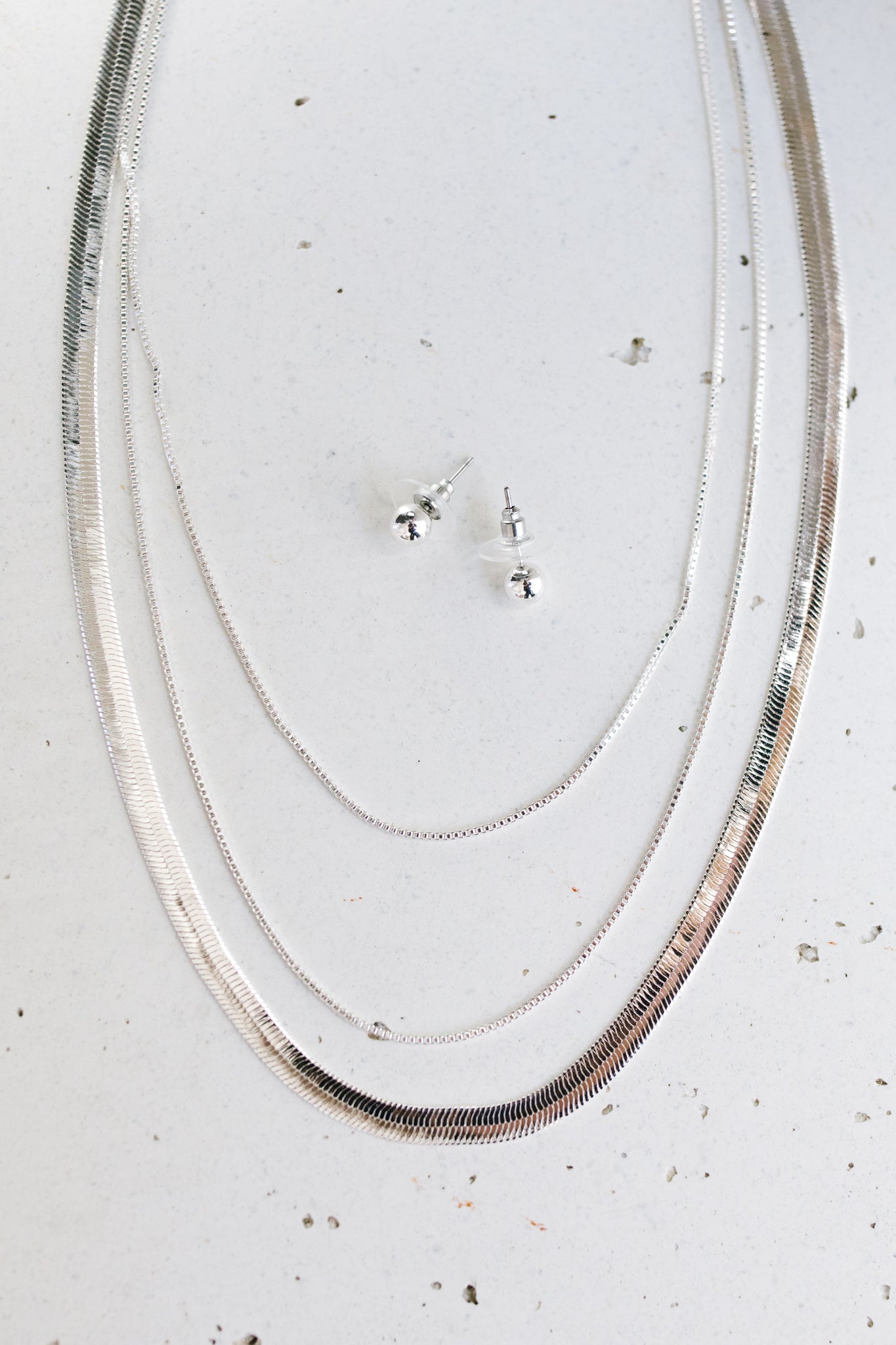 Triple Chain Necklace in Silver