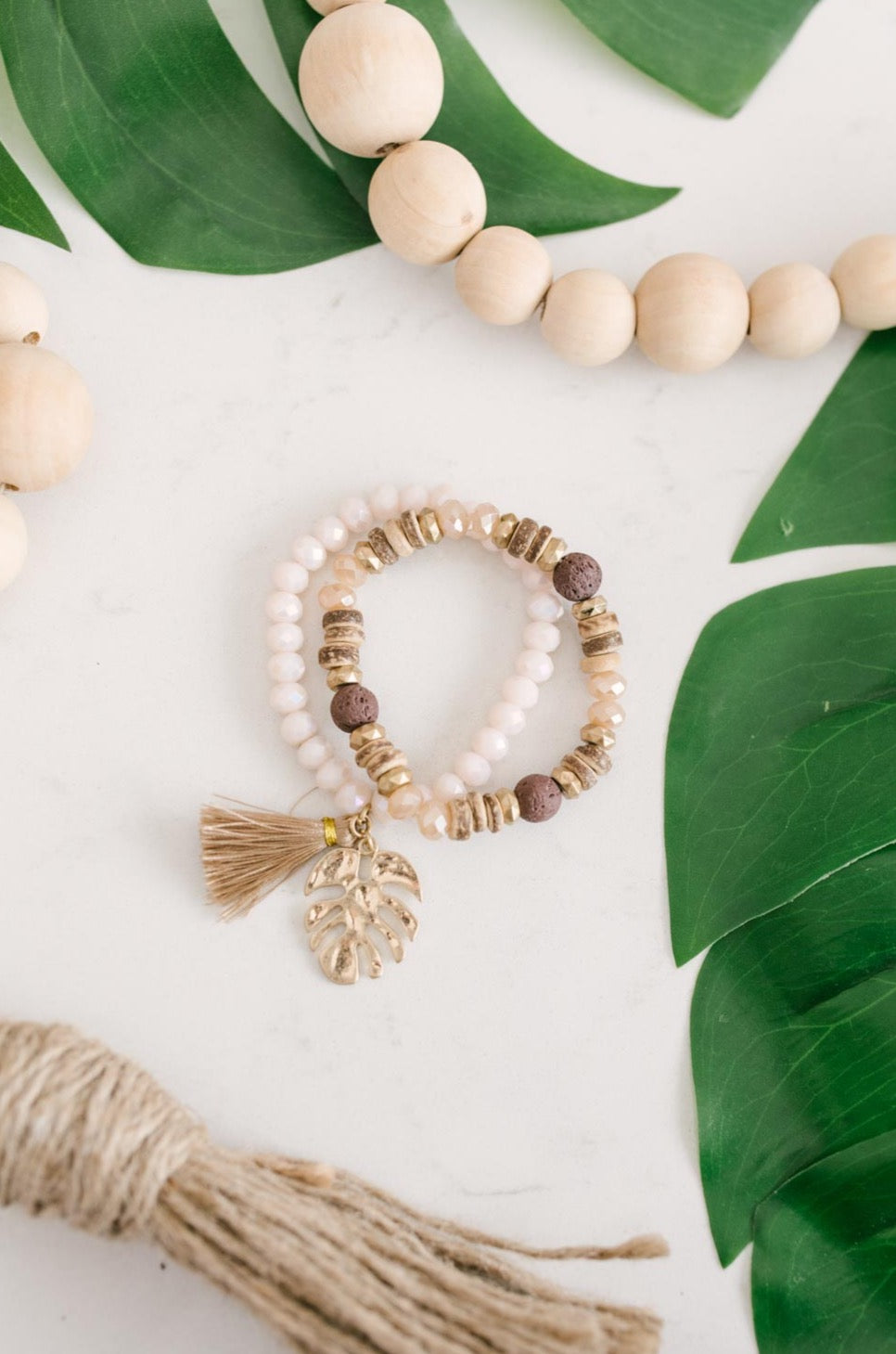 Tropics & Jade Stone Bracelet Set