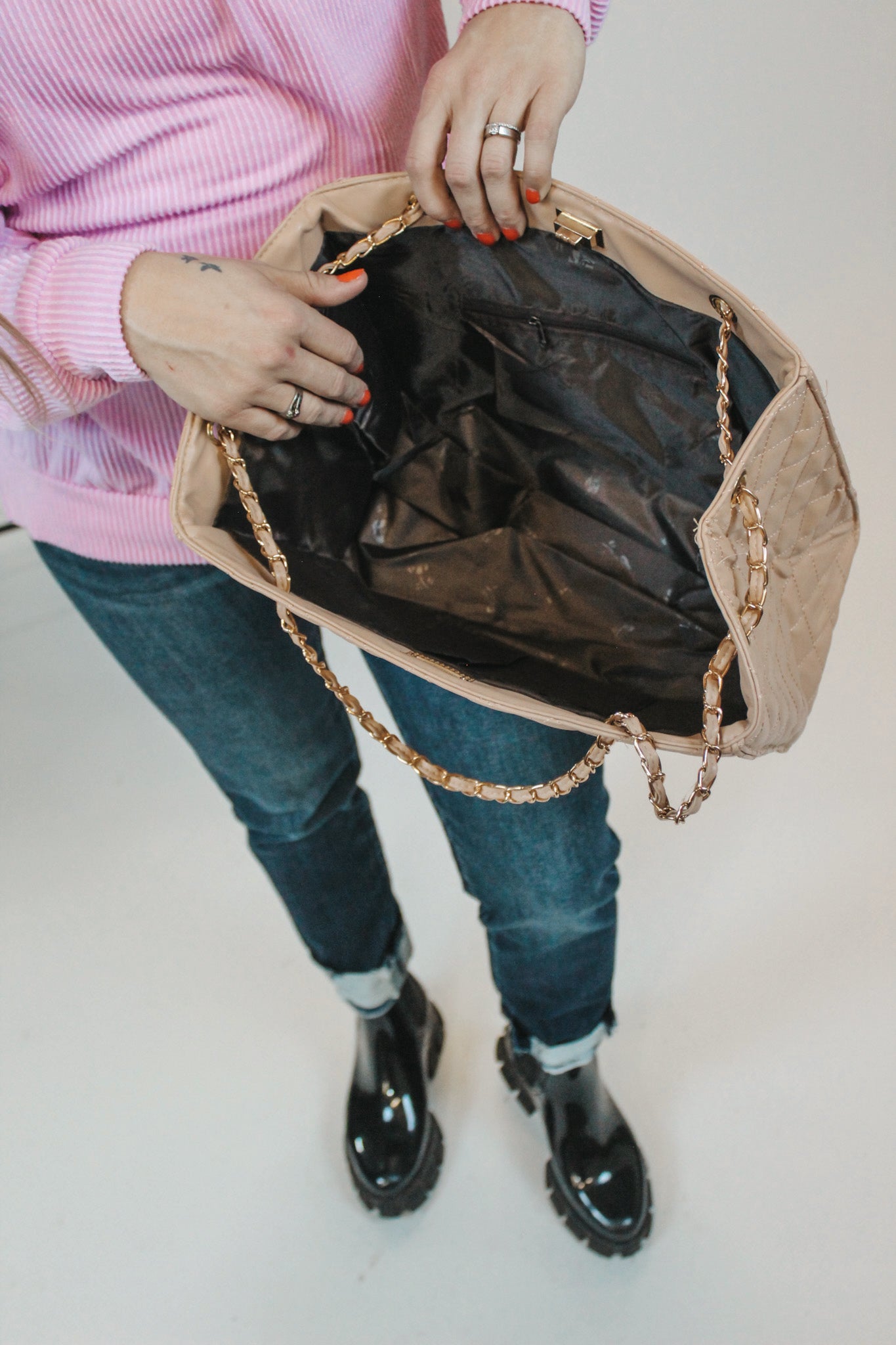 Beige Quilted Purse