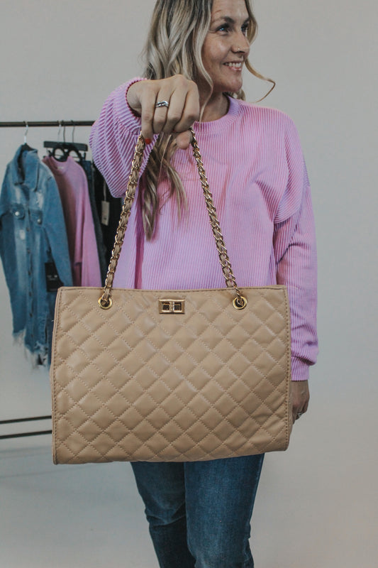 Beige Quilted Purse