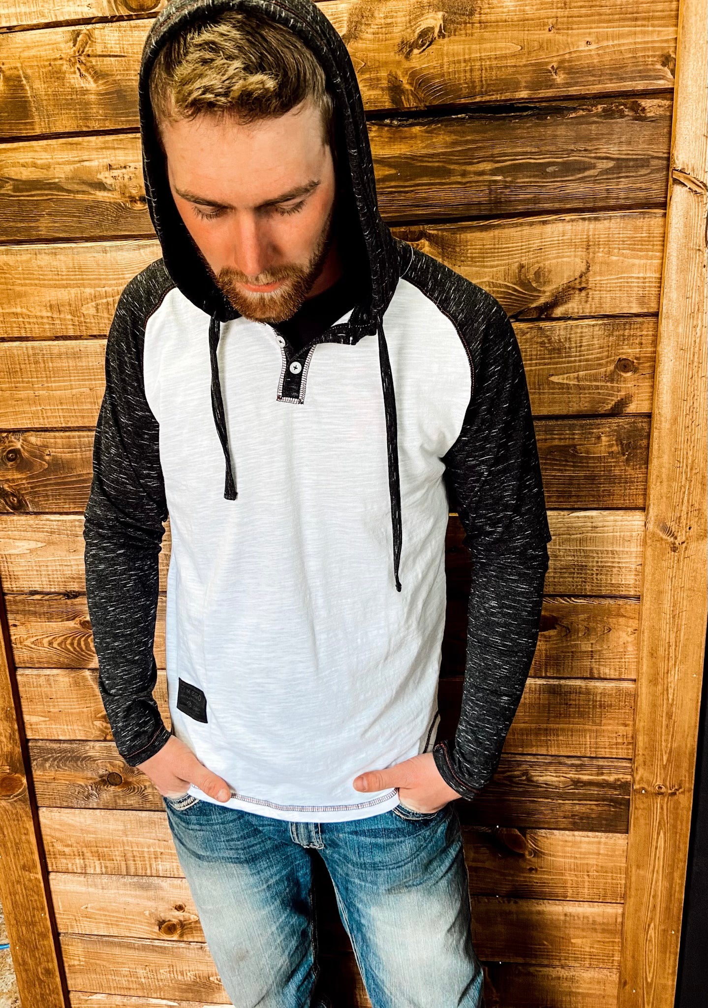 Two-tone Hooded Henley